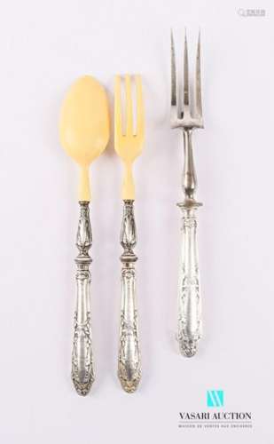 Filled silver set including a salad serving fork a…