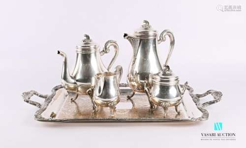 Tea and coffee set in silvery metal comprising a t…