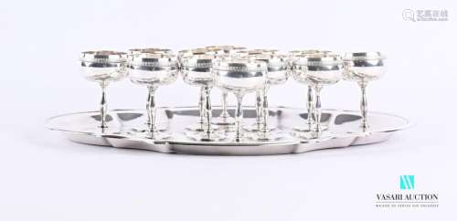 Silver plated metal liqueur set comprising twelve …