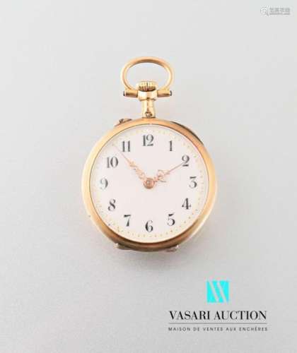 Three tone gold neck watch, cream dial, hour marke…