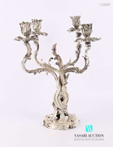 Agate bronze candelabrum with openwork on a scroll…