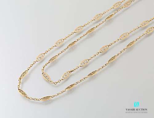 Long necklace in yellow gold 750 thousandths, fili…