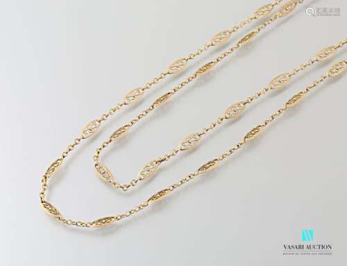 Long necklace in yellow gold 750 thousandths, fili…