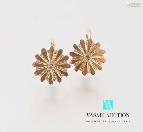 Pair of gold flower earrings in the shape of flowe…