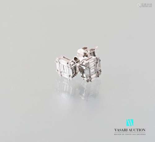 Pair of square earrings in white gold 750 thousand…