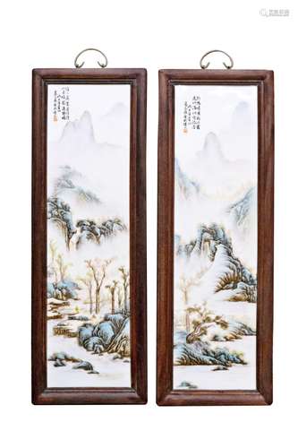 PAIR OF CHINESE PORCELAIN HANGING PLAQUES