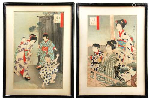 PAIR OF JAPANESE WOOD BLOCK PRINTS