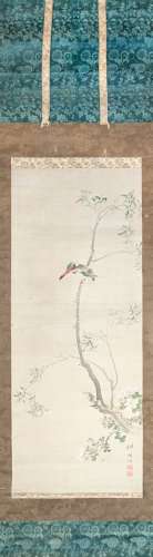 CHINESE SCROLL KINGFISHER ON BRANCH