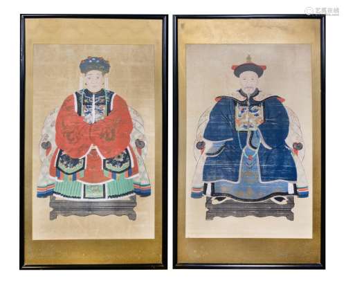 PAIR OF CHINESE ANCESTER OFFICAL PAINTINGS