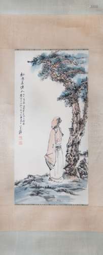 CHINESE PAINT ON PAPER SCROLL