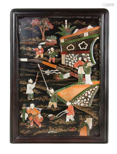 CHINESE LACQUER M.O.P. WALL HANGING