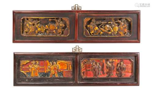 PAIR OF  CHINESE ANTIQUES GILT WOOD WALL HANGING