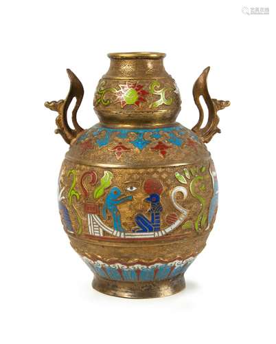 A CLOISONNE GILT COPPER VASE