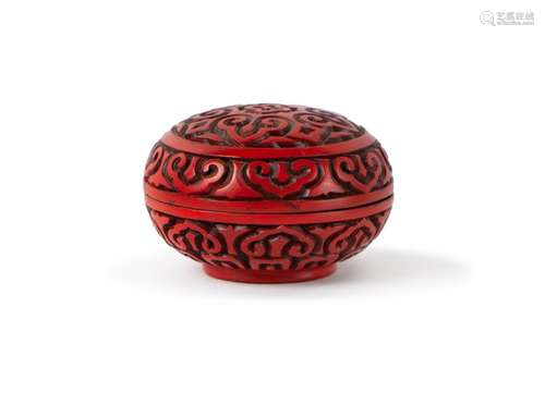 CARVED CINNABAR LACQUER PASTE BOX