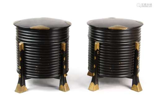 PAIR OF JAPANESE LACQUERED KAI-OKE BOXES