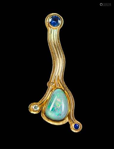 GOLD AND BLACK OPAL PENDANT