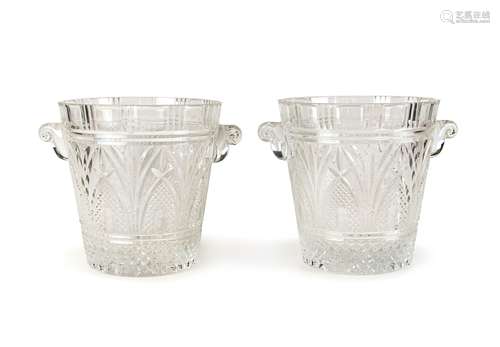 PAIR OF MOLDED GLASS ICE BUCKETS