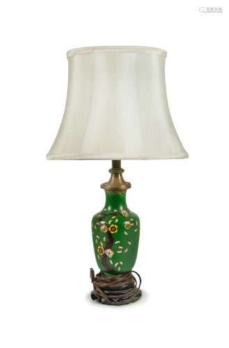 A CHINESE CLOISONNE VASE LAMP