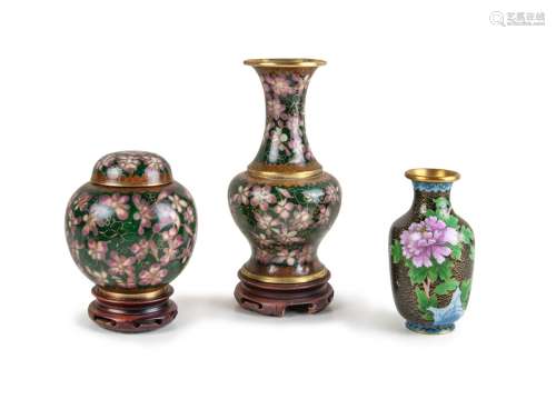 GROUP OF THREE JAPANESE CLOISONNE VESSELS