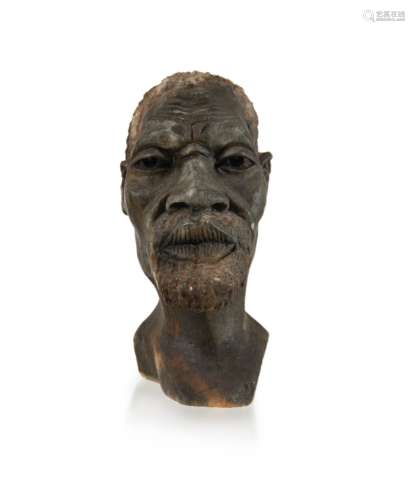 AFRICAN CARVED STONE ABORIGINAL MALE BUST 