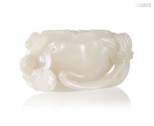 CARVED LOTUS JADE INK WELL