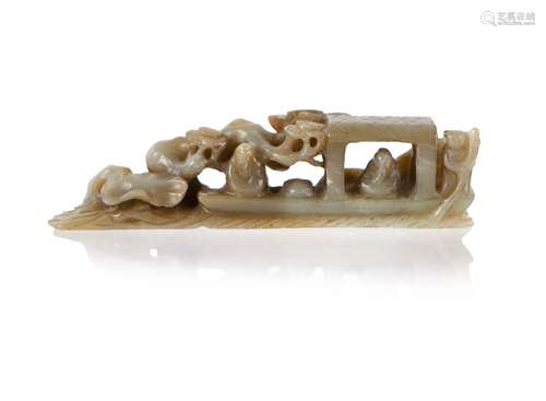 CELADON JADE CARVED SCROLL WEIGHT