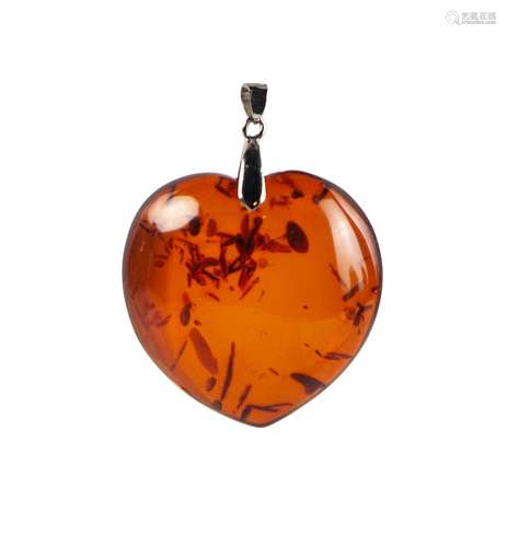 PEACH SHAPE AMBER PENDANT WITH INSECT