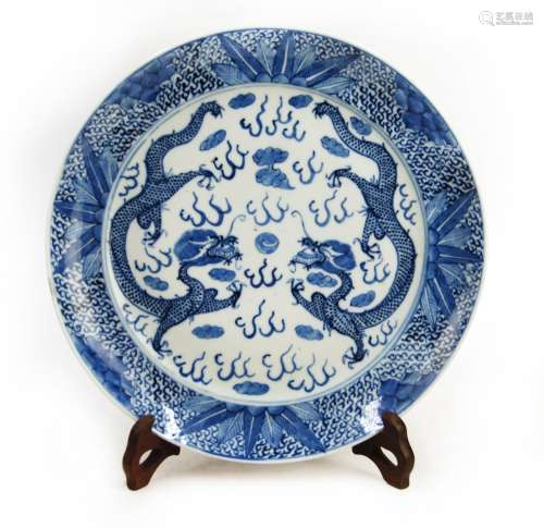 BLUE AND WHITE DRAGON PLATE