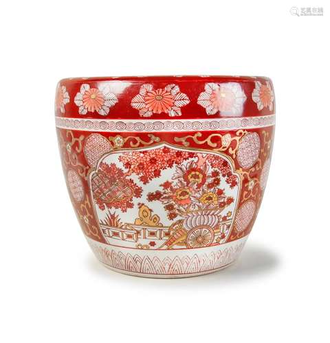 JAPANESE RED IMARI PLANTER