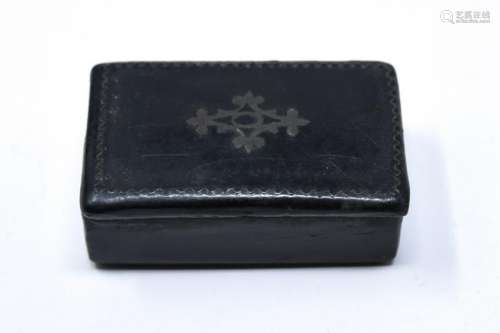 Antique 19th C Silver Inlaid Miniature Snuff Box