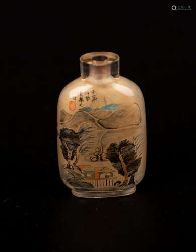 A 'ZHOU LE YUAN' MARK SNUFF BOTTLE WITH INNER PAINTING