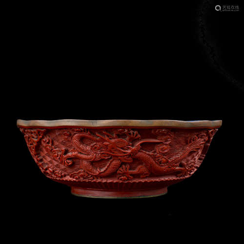 A LACQUER DRAGON BOWL