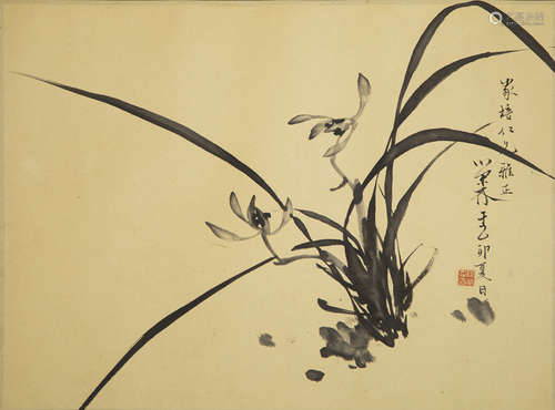 A CHINESE PAINTING OF ORCHID BY 