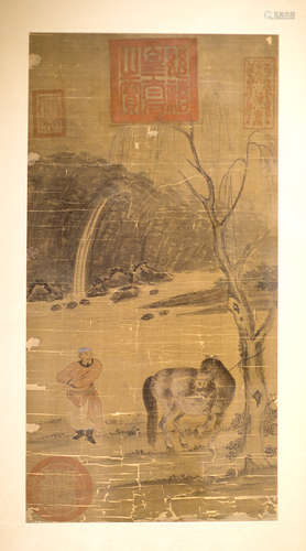 A FRAMED CHINESE SILK PAINTING