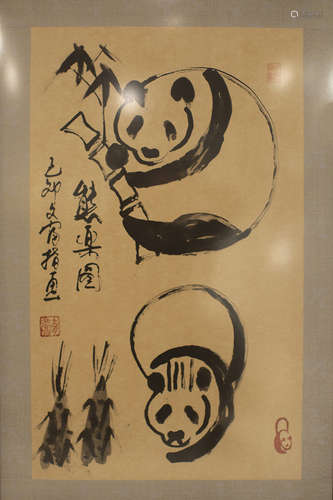 A CHINESE PAINTING OF PANADAS WITH FRAME