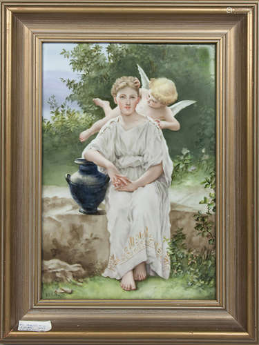 A HAND PAINT EUROPEAN PORCELAIN PLAQUE