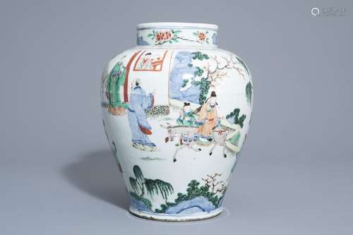 A Chinese famille verte baluster shaped vase with ...