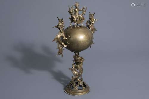 A Chinese or Vietnamese bronze incense burner, 19t...