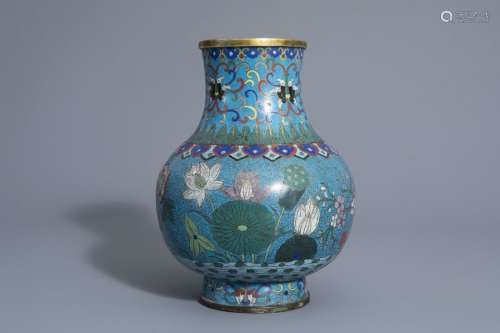 A Chinese cloisonné vase with floral design, 19th ...