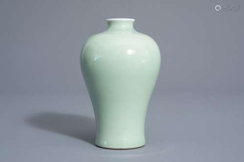 A Chinese monochrome celadon meiping vase, Qianlon...