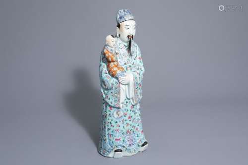 A Chinese famille rose Fu Xing figure, 19th/20th C...