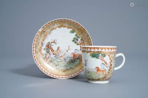A Chinese export porcelain cup and saucer with Orp...