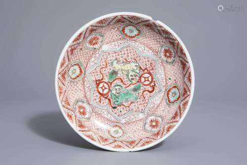 A Chinese famille verte 'Buddhist lions' dish, Kan...