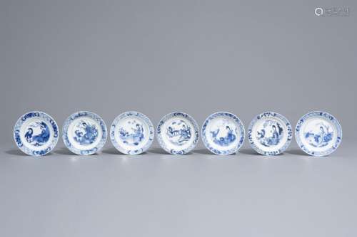 Seven Chinese blue and white 'Long Eliza' and boys...