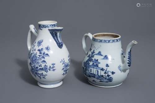 A large Chinese blue and white teapot and a water ...