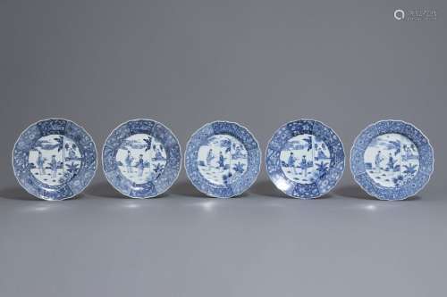 Five Chinese blue and white 'Romance of the Wester...