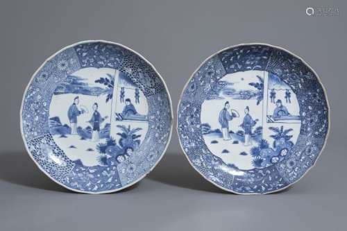 A pair of Chinese blue and white 'Romance of the W...