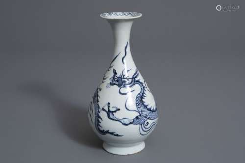 A Chinese blue and white Yuan style yuhuchunping v...