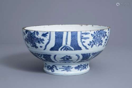 A Chinese blue and white fragment of a vase with f...