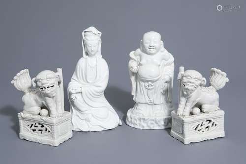 Four Chinese blanc de Chine figures, 19th/20th C.